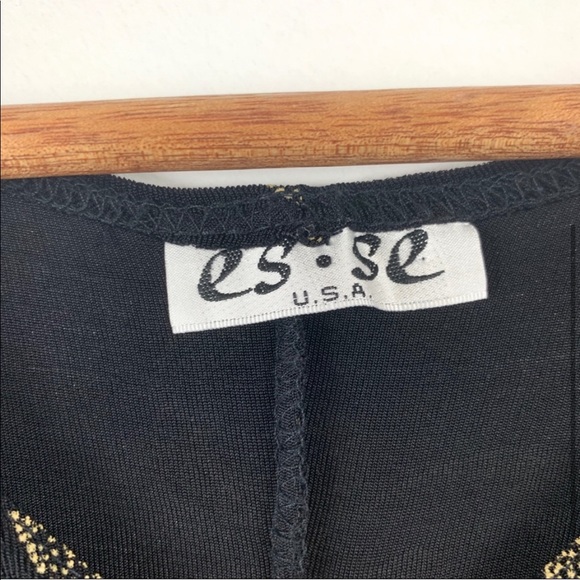 Vintage Black & Gold Floral Dress - Picture 3 of 5